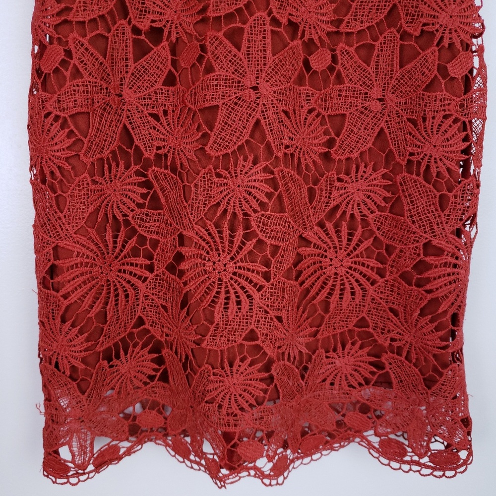 JOA Orange Floral Dress Lace Zip Up - Picture 3 of 8
